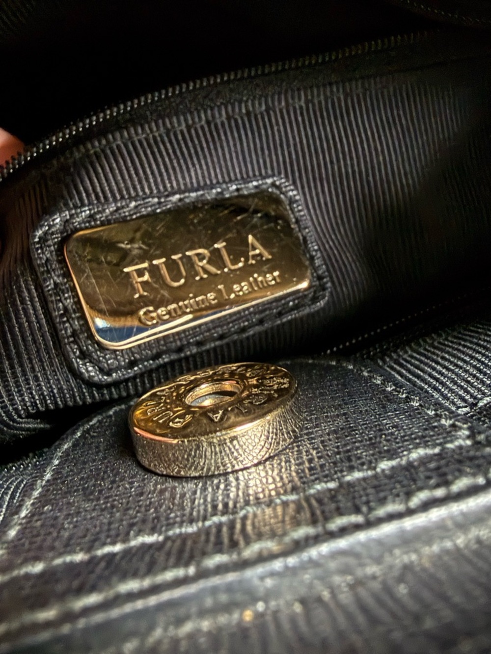 Furla - Linda Saffiano Leather Structured Tote with Gold Hardware - Black - Picture 7 of 7